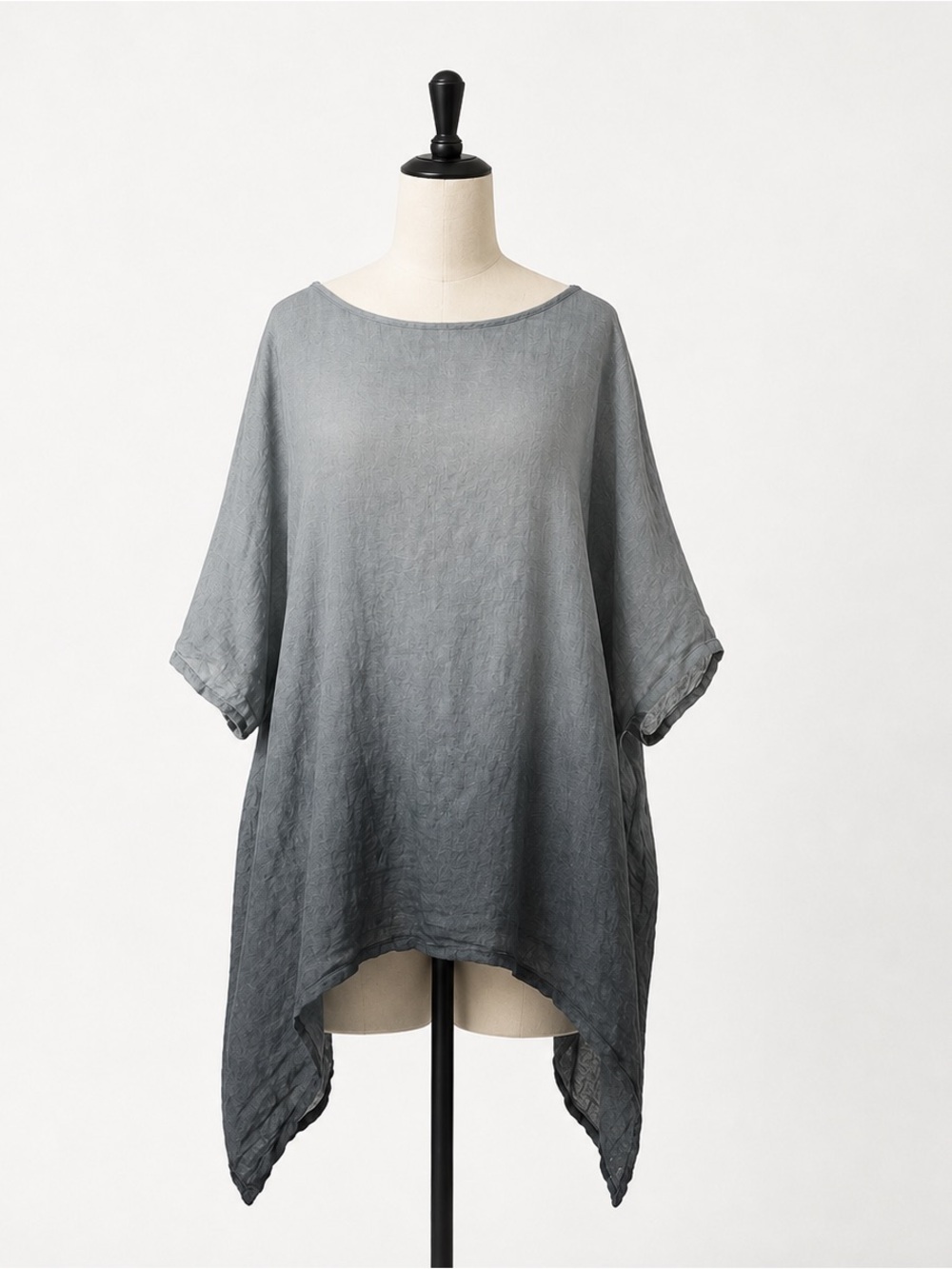 John P Greece 100% Linen Gray Ombre Oversized Tunic Top Lagenlook